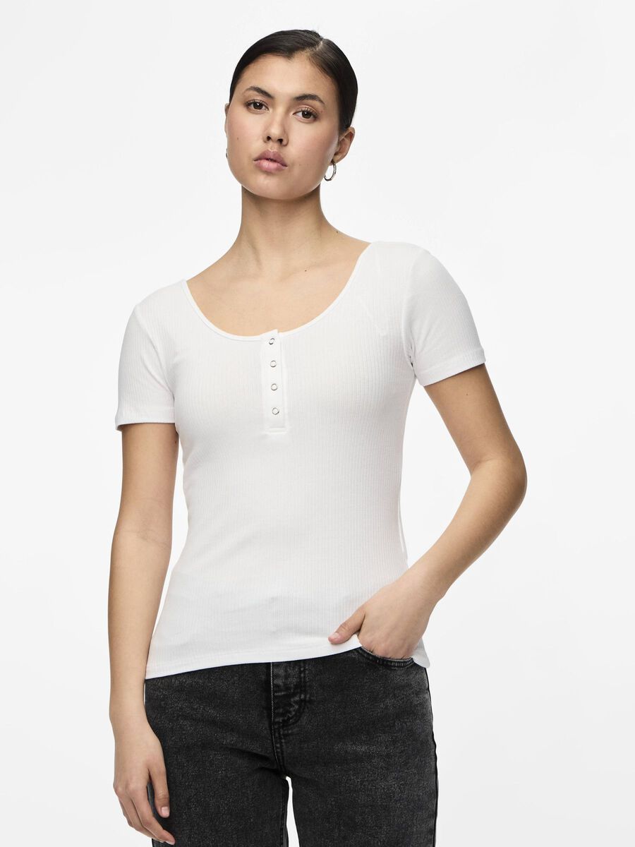 Pieces PCKITTE  SHORT SLEEVED TOP, Bright White, highres - 17101439_BrightWhite_003.jpg