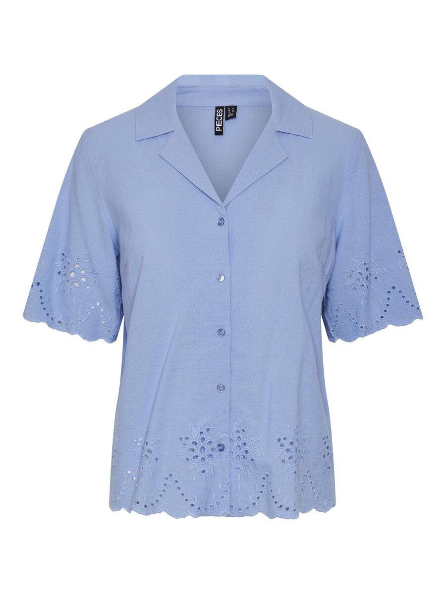Pieces PCALMINA EMBROIDERY  SHORT SLEEVED SHIRT, Hydrangea, highres - 17149521_Hydrangea_001.jpg