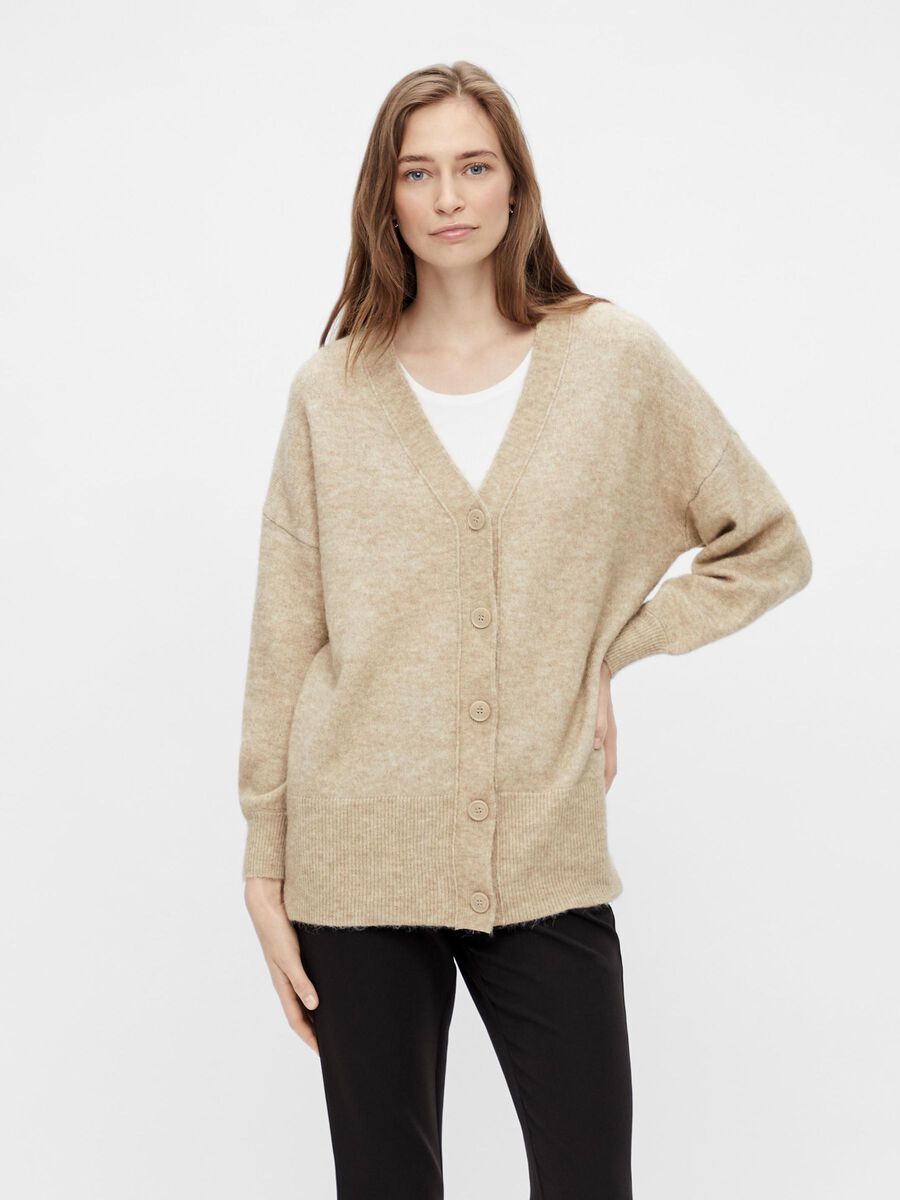 Pieces PCFANNA KNITTED CARDIGAN, Pebble, highres - 17115918_Pebble_003.jpg