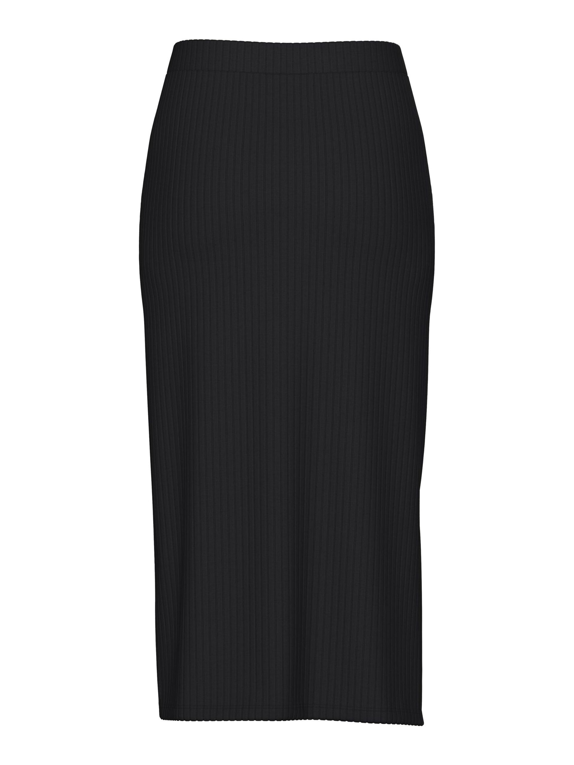 Carousel image - PCKYLIE GEBREID MIDDELLANGE ROK, Black | 7
