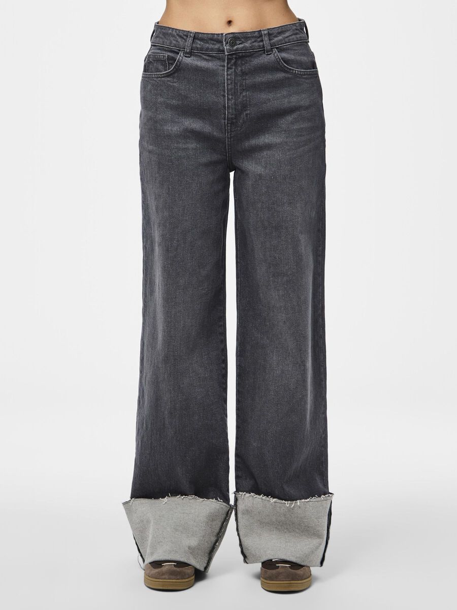 Pieces PCPIL HW STRAIGHT FIT JEANS, Grey Denim, highres - 17154818_GreyDenim_003.jpg