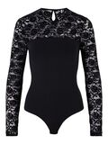 Pieces FLORAL PATTERN LACE BODY, Black, highres - 17100065_Black_001.jpg