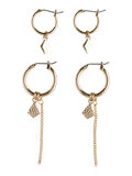 Pieces 2-PAK VEDHÆNG RUNDE ØRERINGE, Gold Colour, highres - 17101310_GoldColour_001.jpg