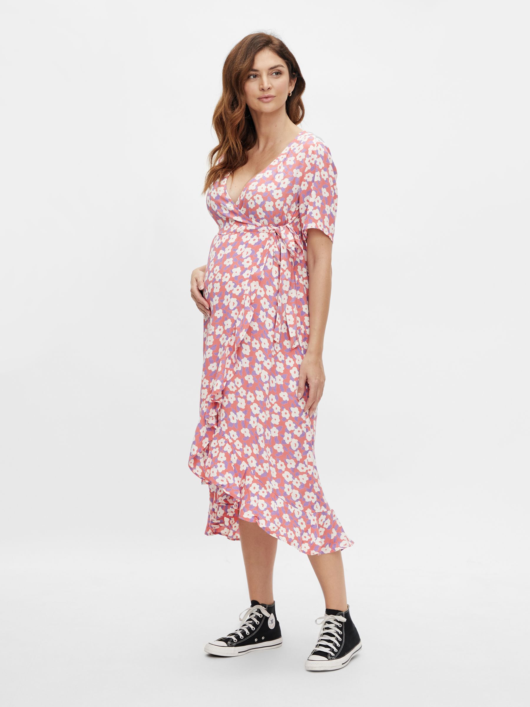 maternity midi wrap dress