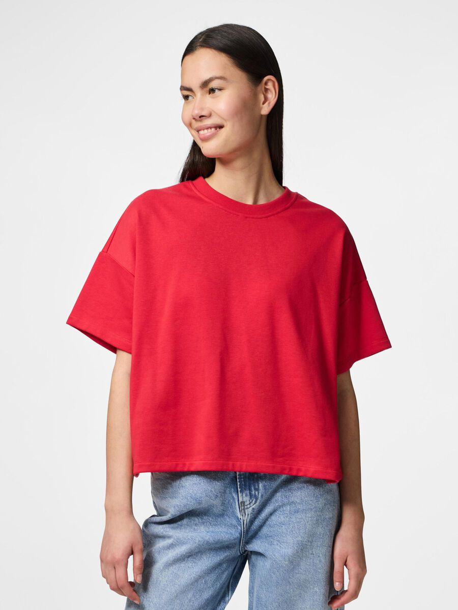 Pieces  PCCHILLI OVERSIZE OBERTEIL MIT KURZEN ÄRMELN, Poppy Red, highres - 17118870_PoppyRed_003.jpg