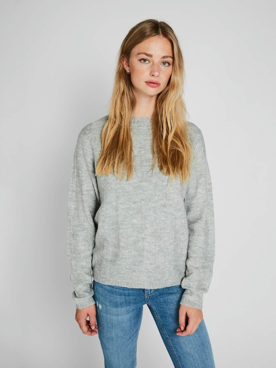 Pieces LANGERMET STRIKKET PULLOVER, Light Grey Melange, highres - 17091621_LightGreyMelange_003.jpg