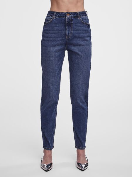 Pieces HIGH WAIST MOM JEANS, Dark Blue Denim, highres - 17102087_DarkBlueDenim_003.jpg