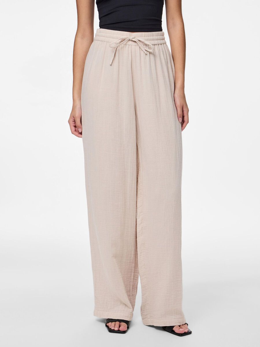 Pieces PCSASTINA TH - MOUSSELINE PANTALON À JAMBE AMPLE, Silver Gray, highres - 17156473_SilverGray_003.jpg