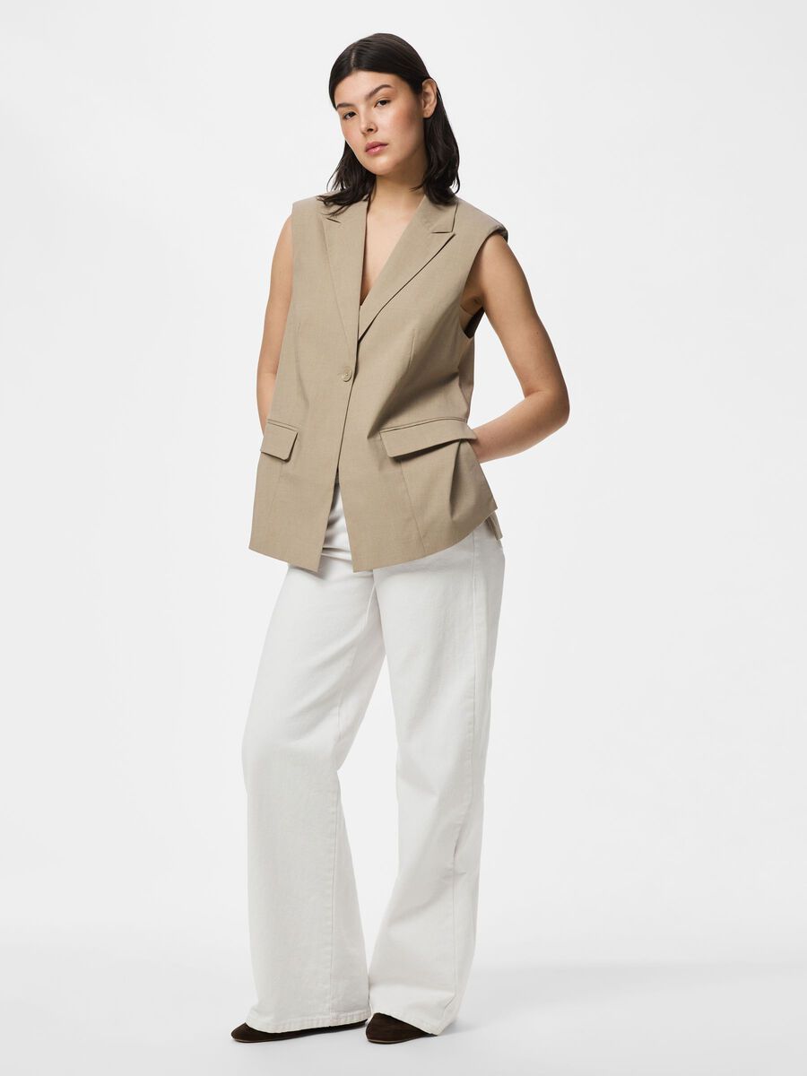Product carousel image - PCROSA SPLIT VEST, Greige | 1