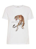 Pieces PRINTED COTTON T-SHIRT, Bright White, highres - 17101376_BrightWhite_737636_001.jpg