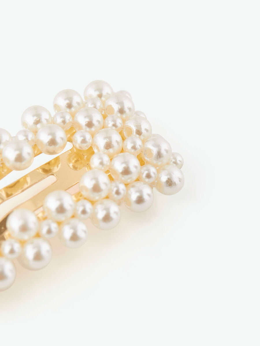 Pieces PERLES BARRETTE À CHEVEUX, Bright White, highres - 17101067_BrightWhite_732475_002.jpg