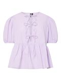 Pieces PCJOLLY TIE PUFF SLEEVED TOP, Pastel Lilac, highres - 17148315_PastelLilac_001.jpg