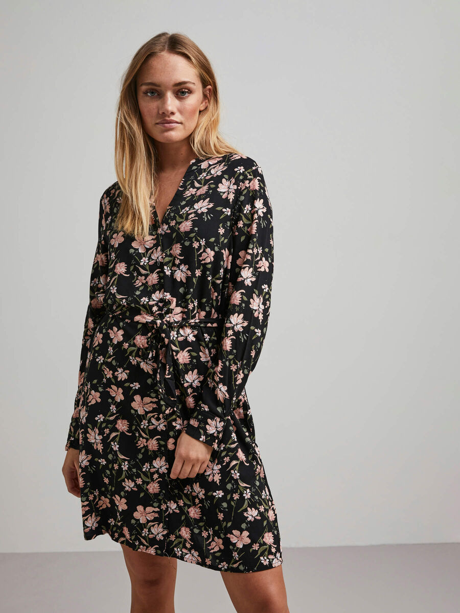 Pieces IMPRIMÉ FLORAL MINI-ROBE, Black, highres - 17115890_Black_898582_003.jpg