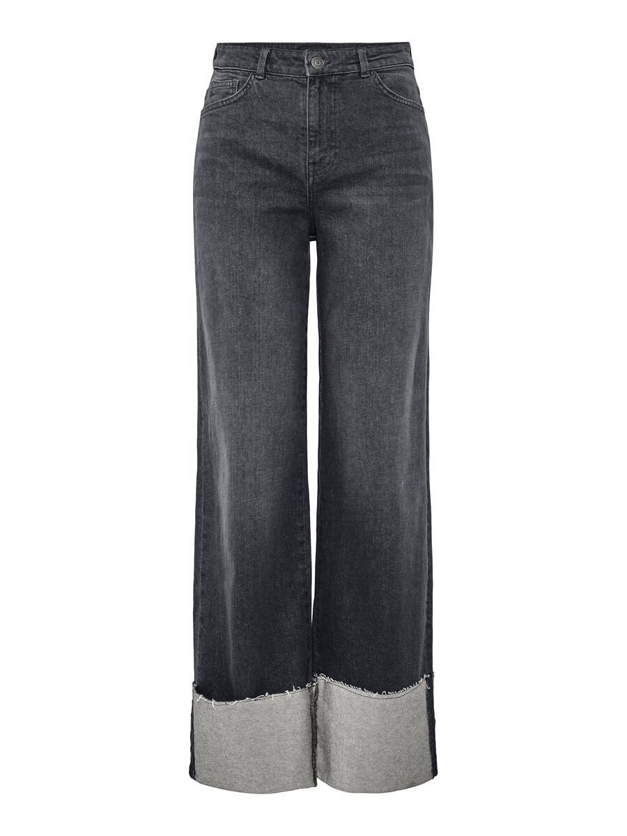 Pieces PCPIL HW STRAIGHT FIT-JEANS, Grey Denim, highres - 17154818_GreyDenim_001.jpg