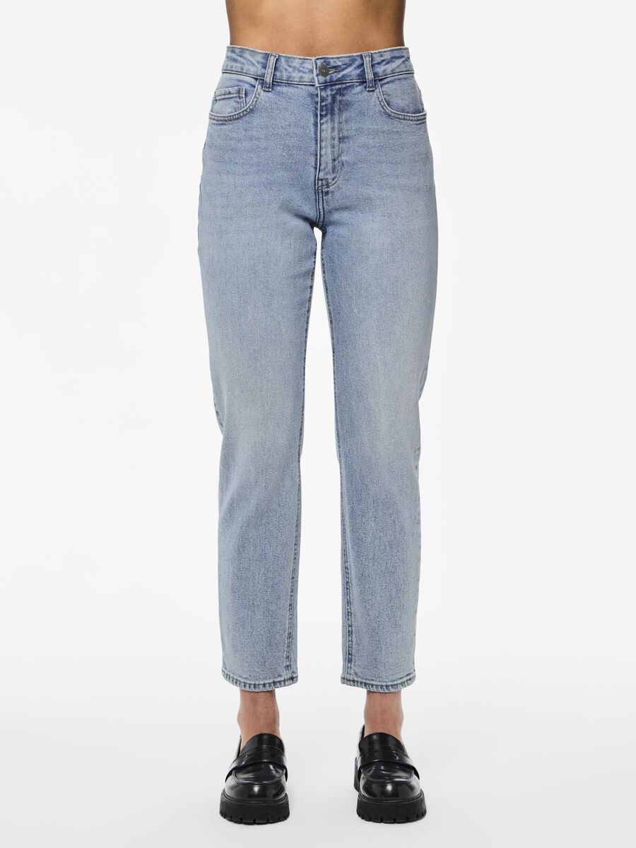 Pieces PCBELLA HW TAPERED FIT JEANS, Light Blue Denim, highres - 17147971_LightBlueDenim_003.jpg