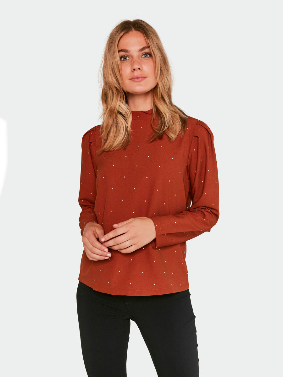Pieces DOTTED LONGSLEEVED BLOUSE, Ginger Bread, highres - 17089286_GingerBread_003.jpg