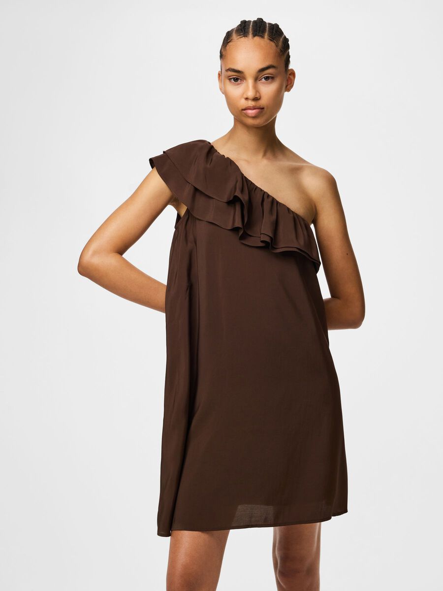 Product carousel image - PCPENELOPE ONE-SHOULDER MIDIKLEID, Chicory Coffee | 1