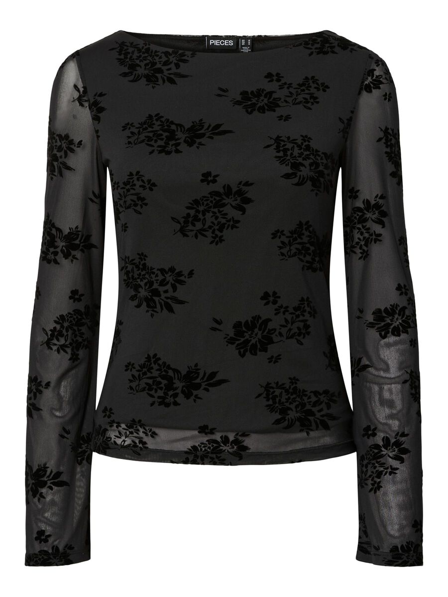 Product carousel image - PCFLIKKA MESH TOP MED LANGE ÆRMER, Black | 2