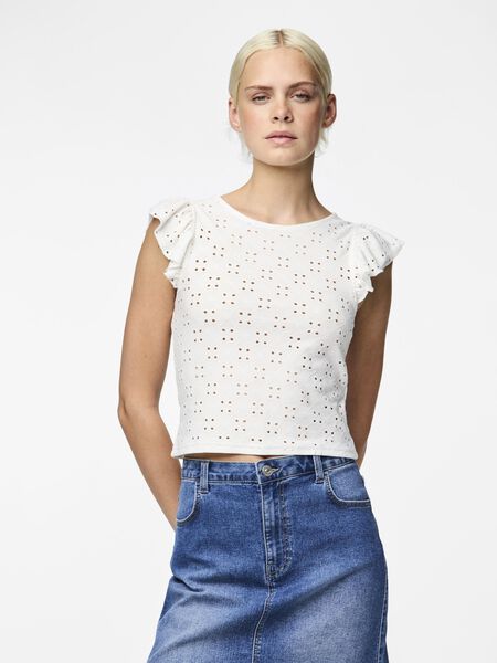 Pieces PCMIMI CAP SLEEVE TOP, Bright White, highres - 17145521_BrightWhite_003.jpg