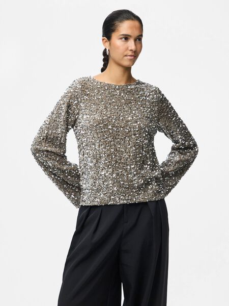 Pieces PCKAM SEQUINS BOW LONG SLEEVED BLOUSE, Morel, highres - 17153626_Morel_1153085_003.jpg