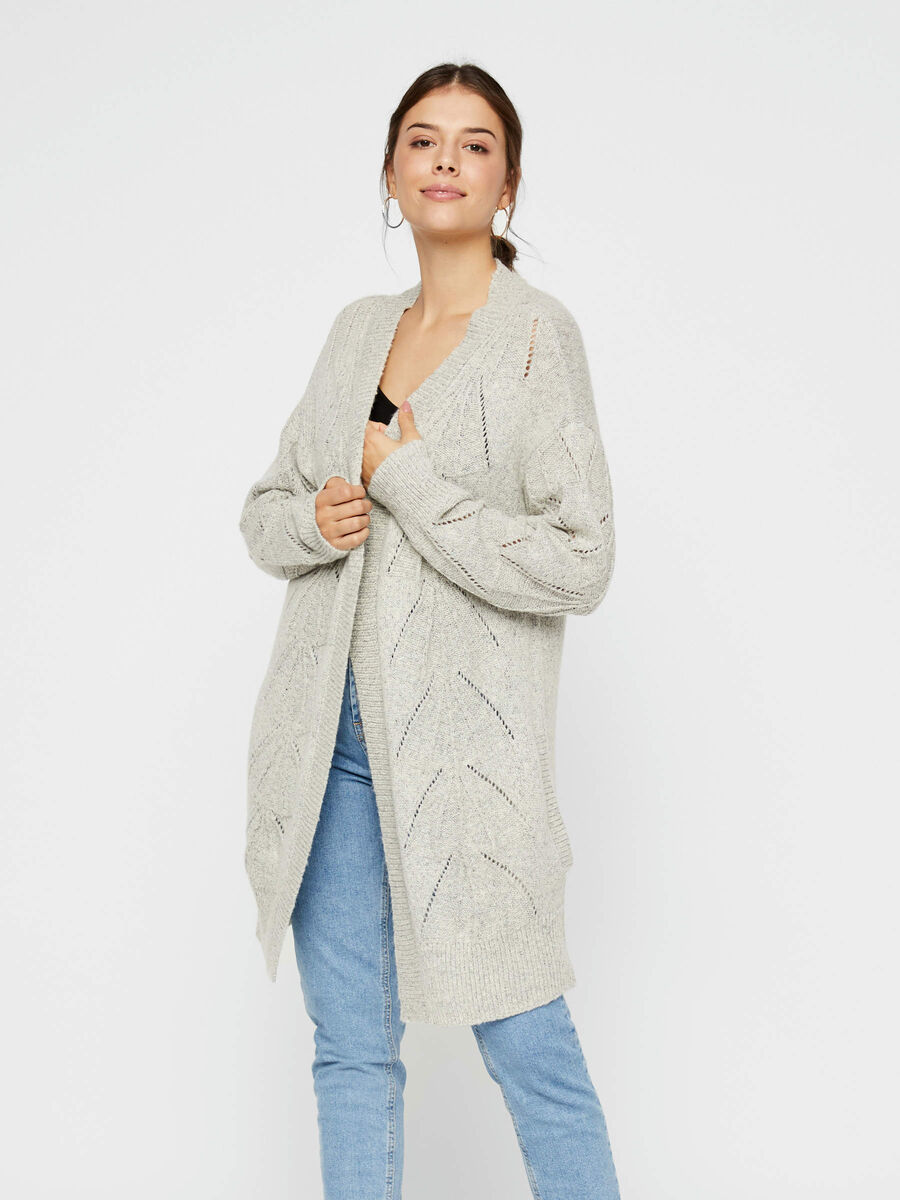 Pieces CARDIGAN A MAGLIA, Light Grey Melange, highres - 17101796_LightGreyMelange_003.jpg