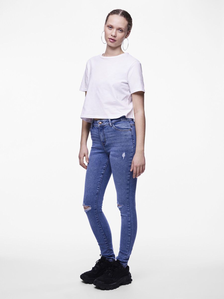 Pieces PCDANA MW SKINNY FIT JEANS, Medium Blue Denim, highres - 17148021_MediumBlueDenim_005.jpg
