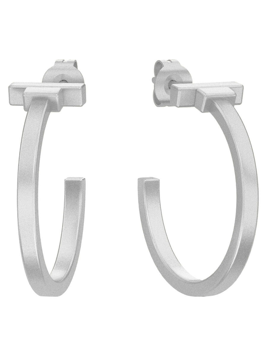 Pieces STERLING SILVER HOOP EARRINGS, Silver, highres - 17079017_Silver_001.jpg