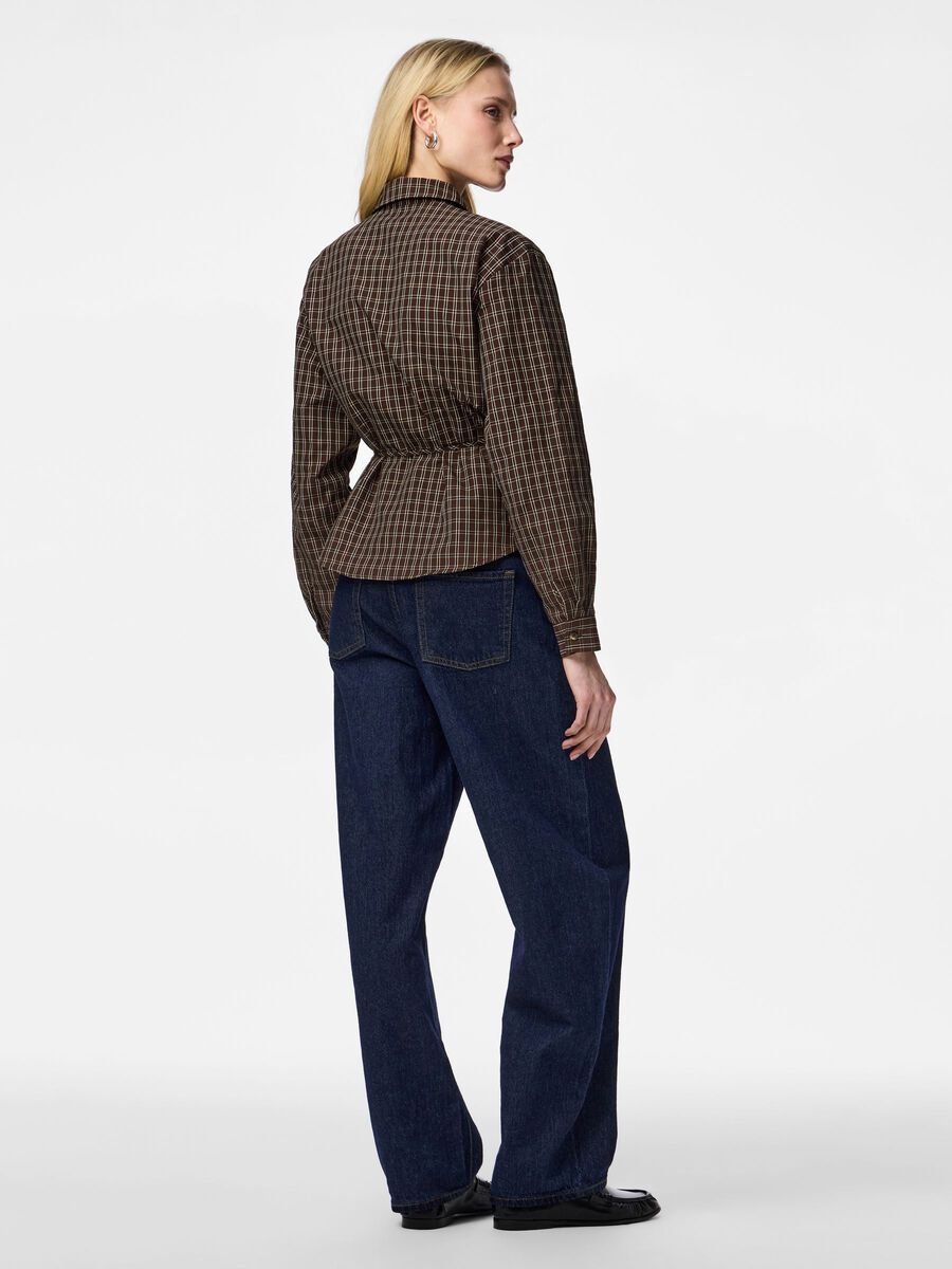 Product carousel image - PCMAYA TIE DETAIL CHECK SHIRT, Hot Fudge | 2