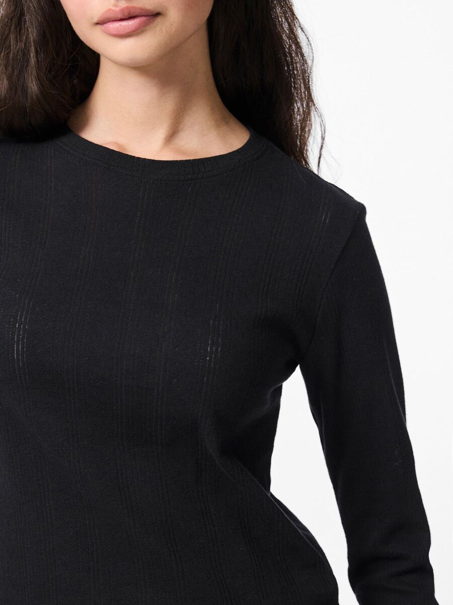 Carousel image - PCMARIE TOP MET LANGE MOUWEN, Black | 4