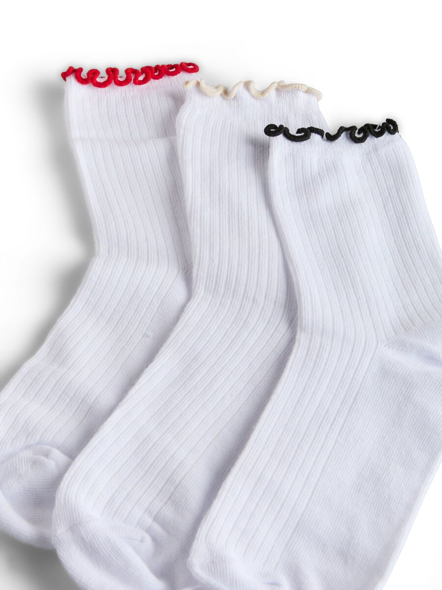 Product carousel image - PCAFIA CONTRAST FRILL 3 PACK  SOCKS, Bright White | 2