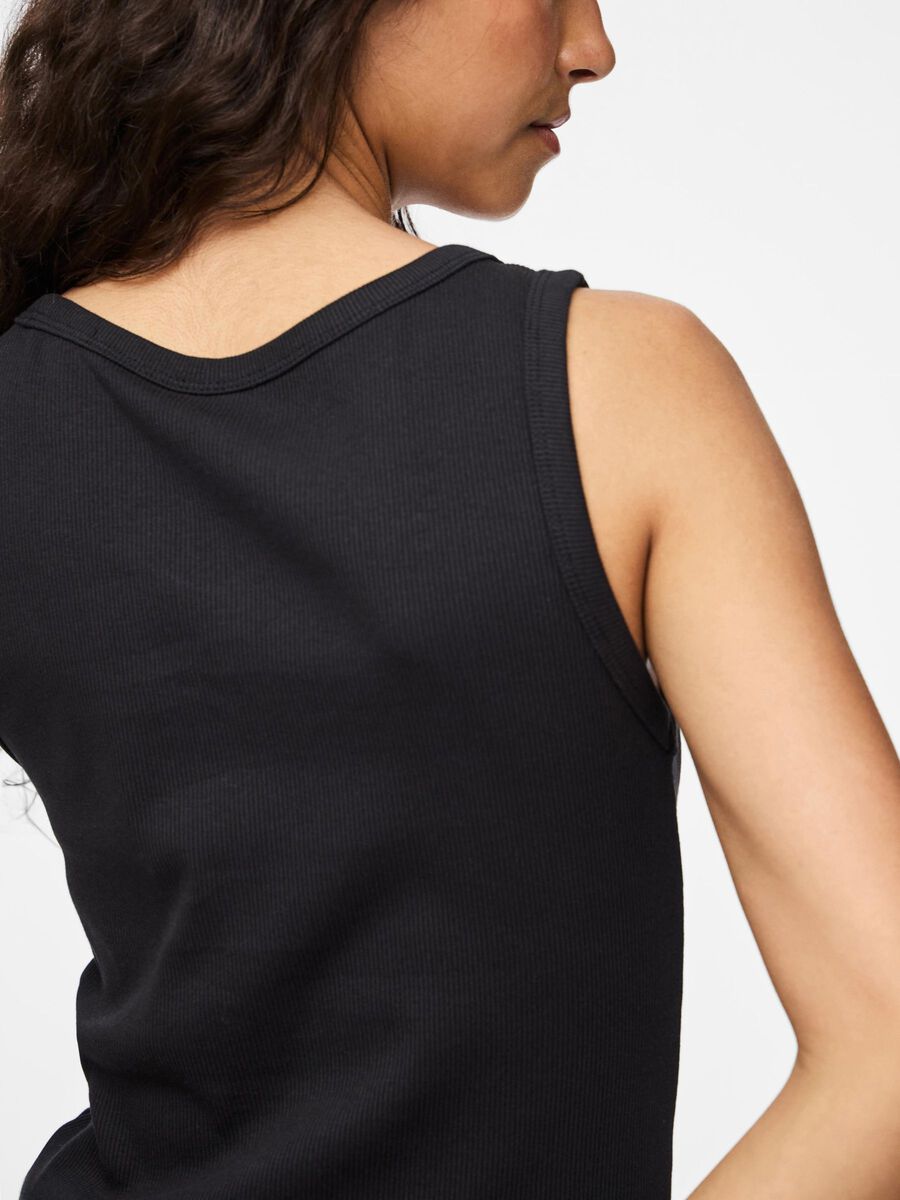Carousel image - PCMAY RIBBED TANK TOP, Black | 4