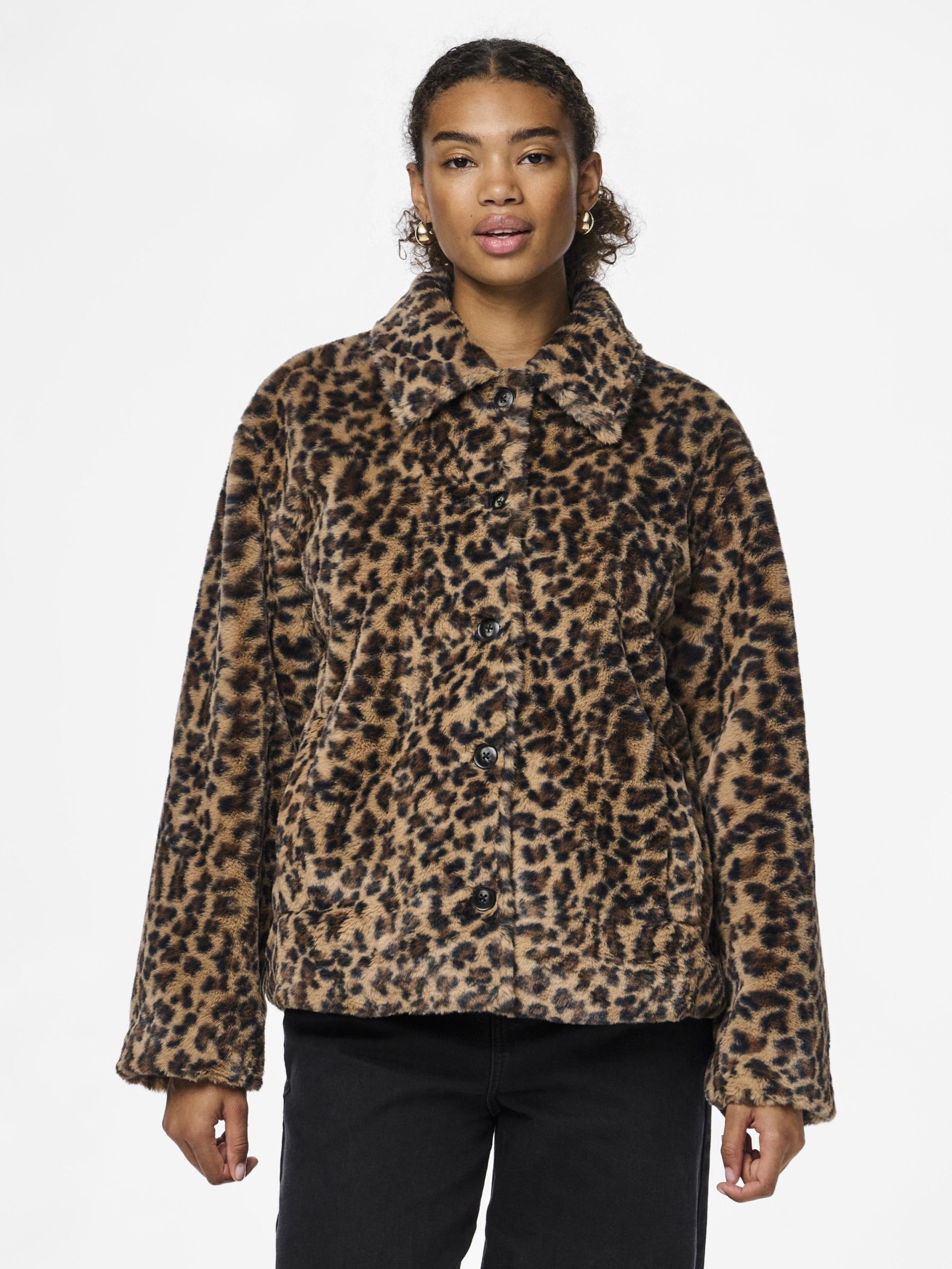 PCROBYN LEOPARD COAT Brown PIECES UK