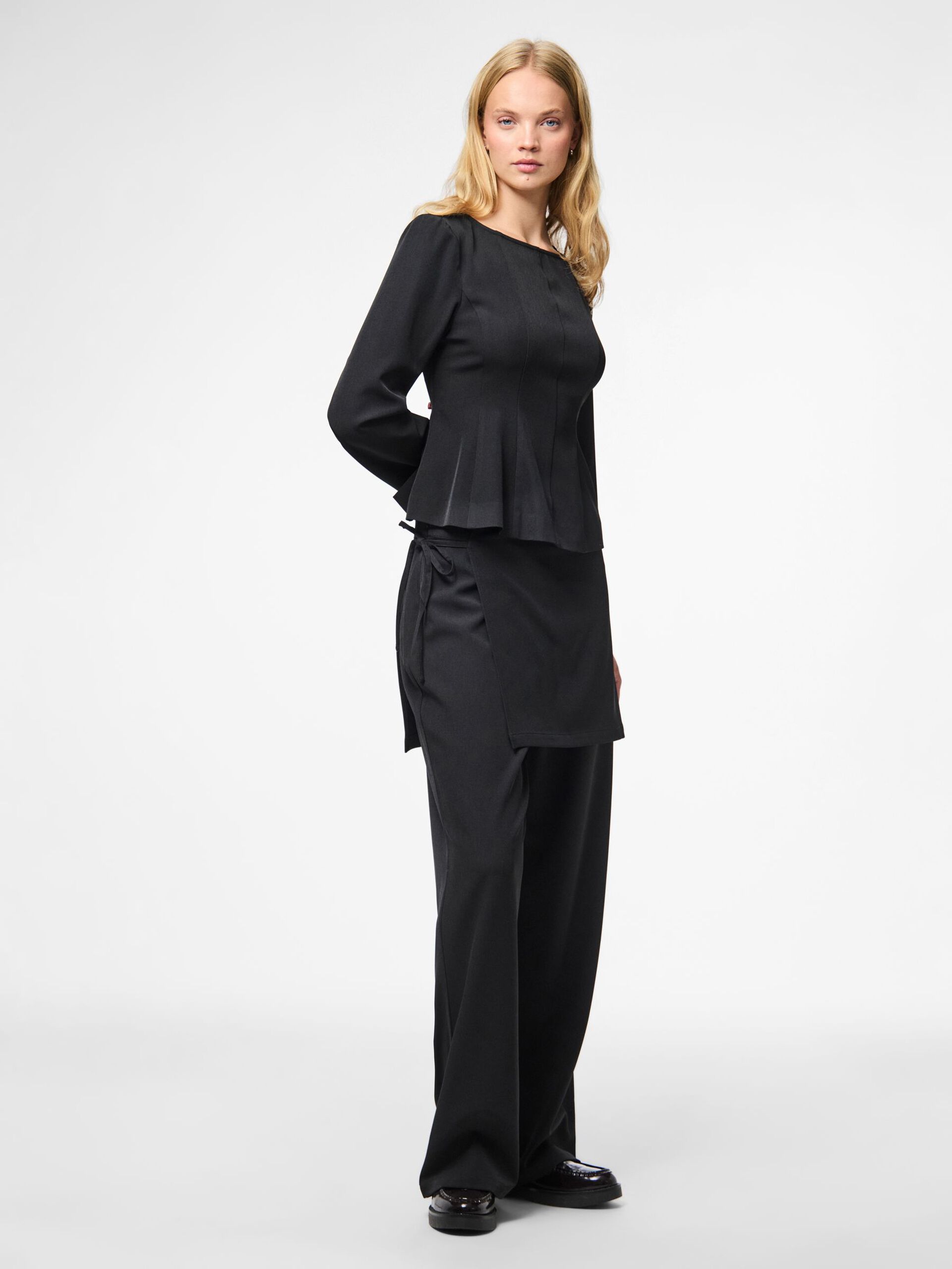 Carousel image - PCJOSSA BOATNECK LONG SLEEVED TOP, Black | 5