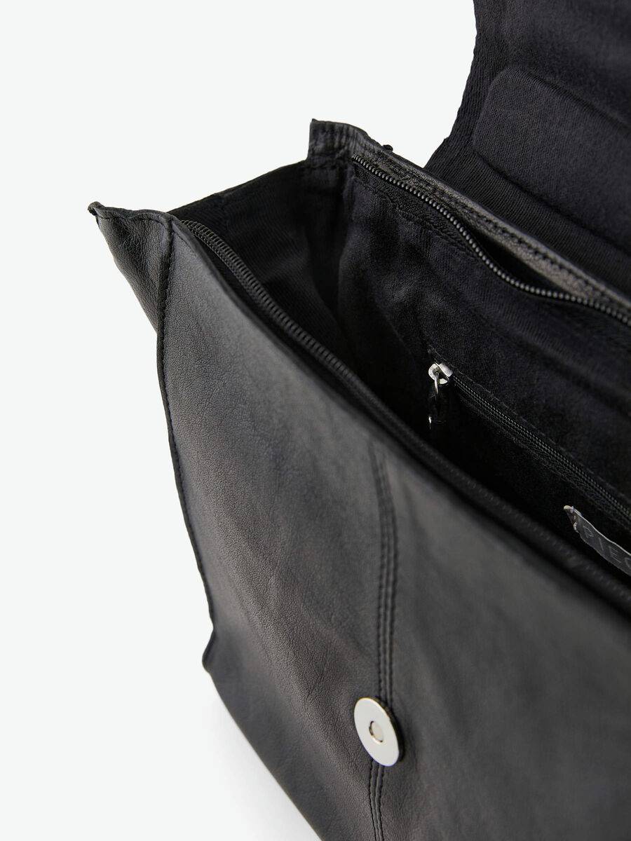 Pieces LEATHER CROSSBODY BAG, Black, highres - 17110210_Black_005.jpg