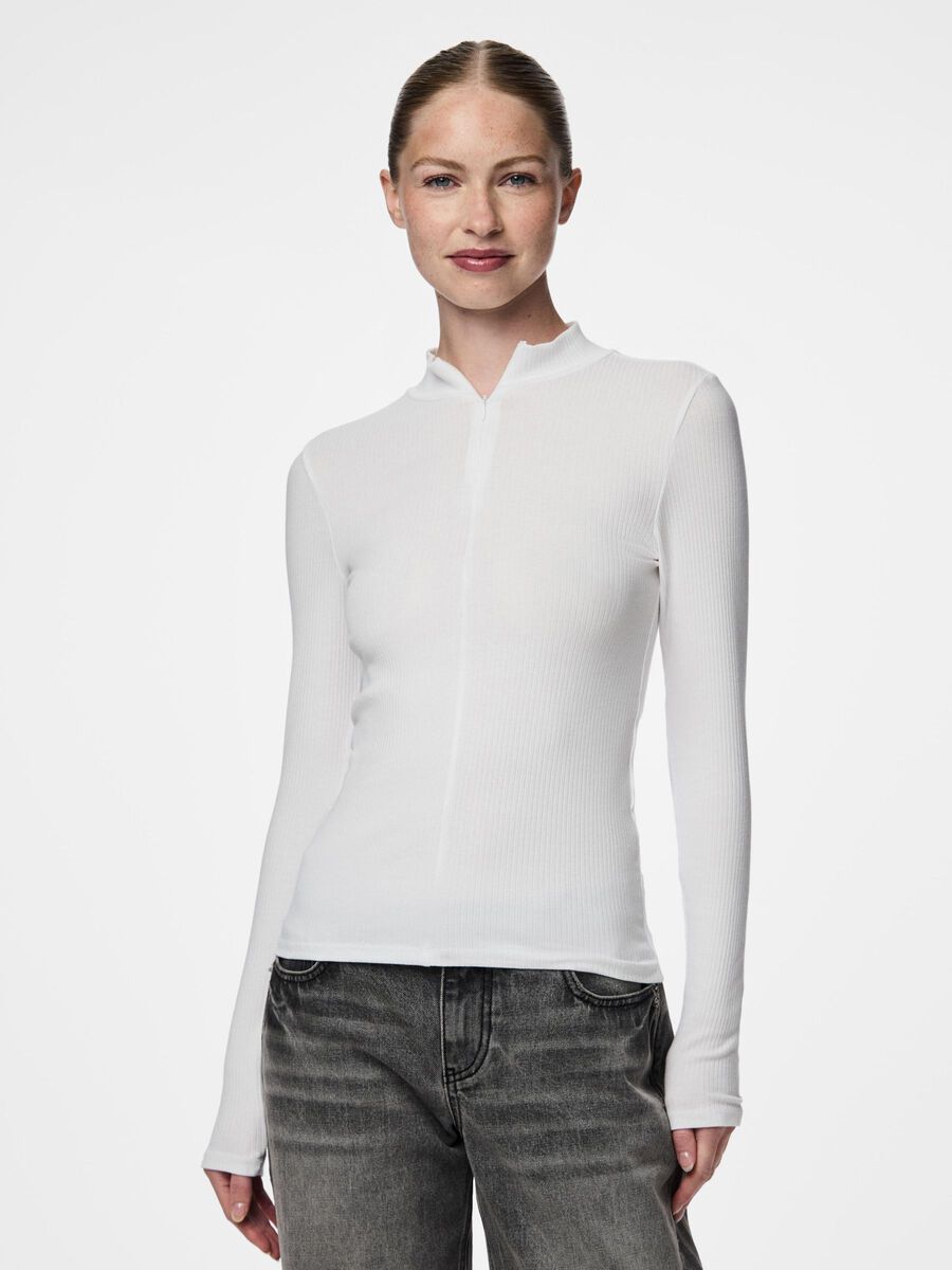 Pieces PCKITTE TOP À MANCHES LONGUES, Bright White, highres - 17154273_BrightWhite_003.jpg