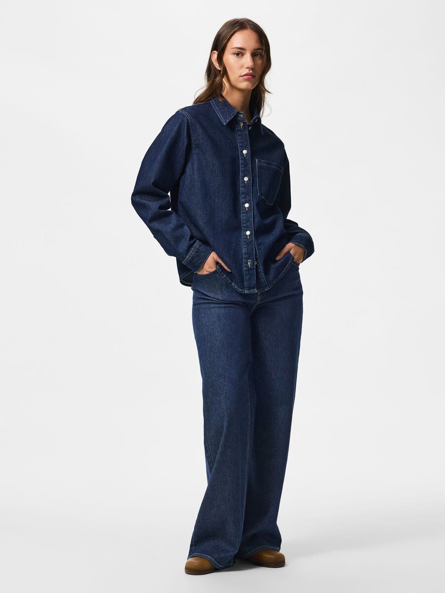 Carousel image 5 PCSILKE CHEMISE EN JEAN, Dark Blue Denim