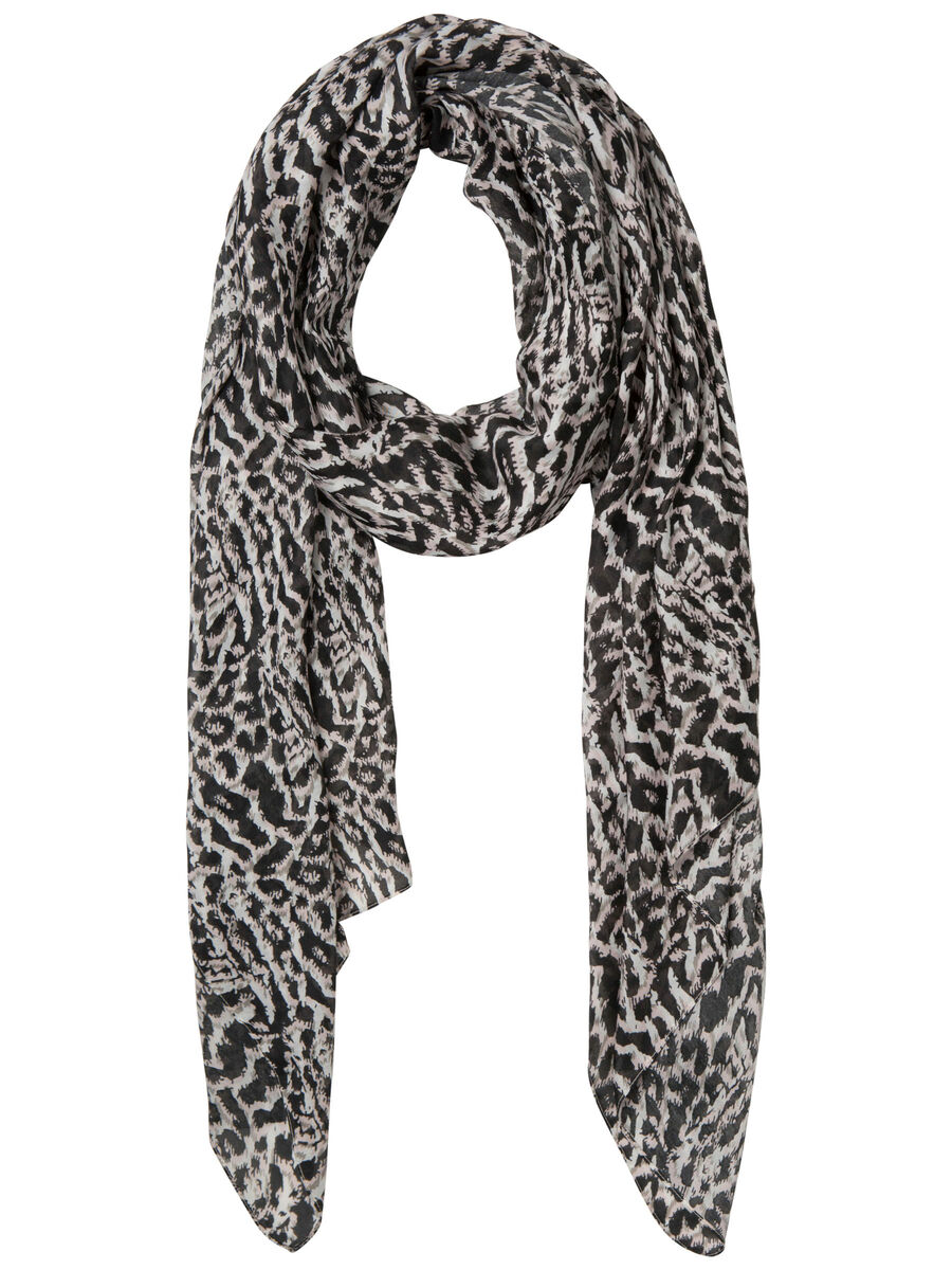 Pieces ANIMAL-PRINT SCARF, Black, highres - 17085684_Black_001.jpg