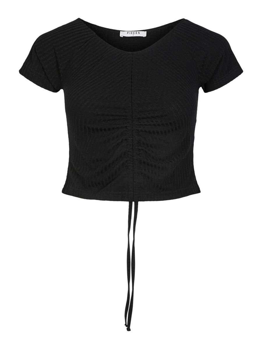Pieces RUCHED FRONT TOP, Black, highres - 17104902_Black_001.jpg