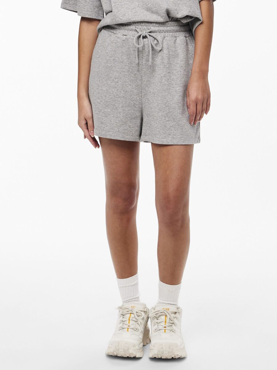 Pieces HIGH-WAIST SWEATSHORT, Light Grey Melange, highres - 17118868_LightGreyMelange_003.jpg