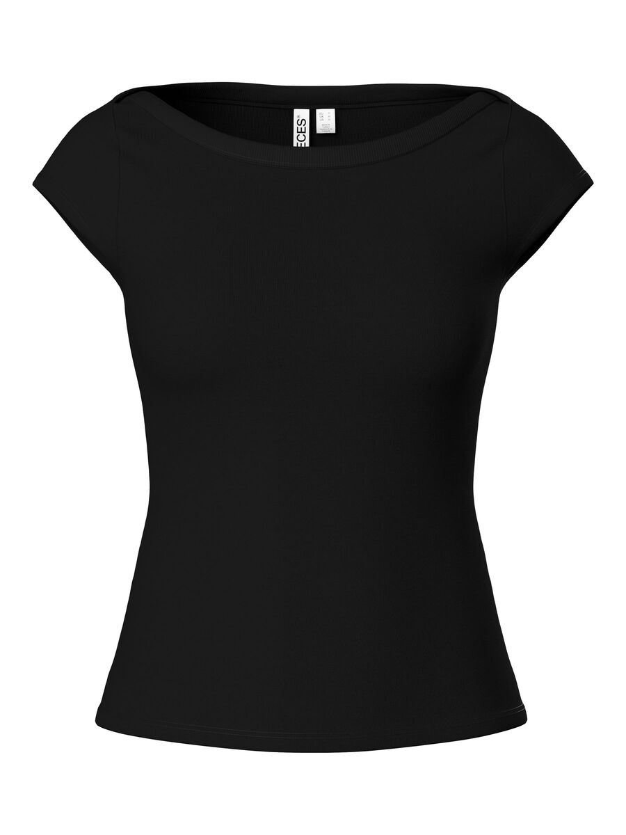 Carousel image - PCSOF - COL BATEAU TOP &Agrave; MANCHERONS, Black | 5