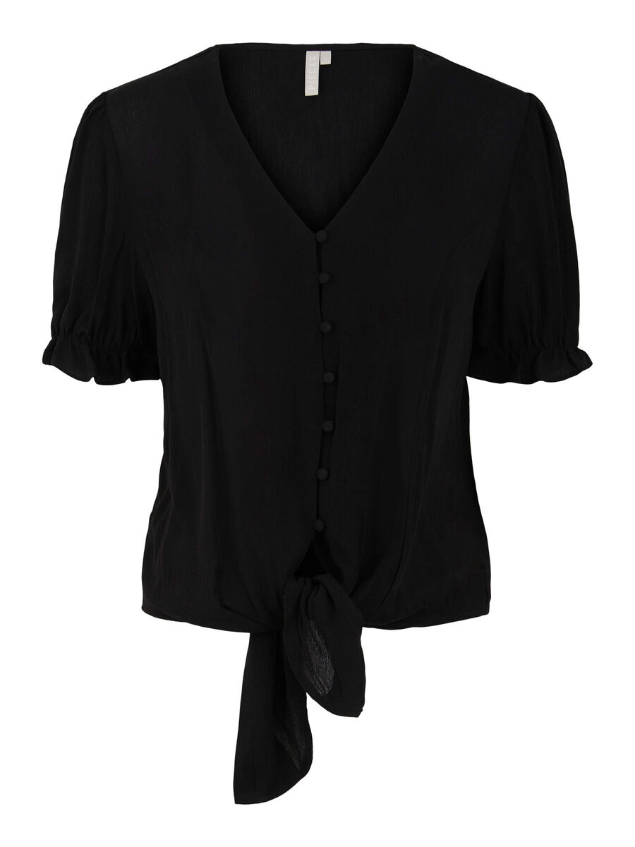 Pieces KNOT DETAIL BLOUSE, Black, highres - 17101358_Black_001.jpg