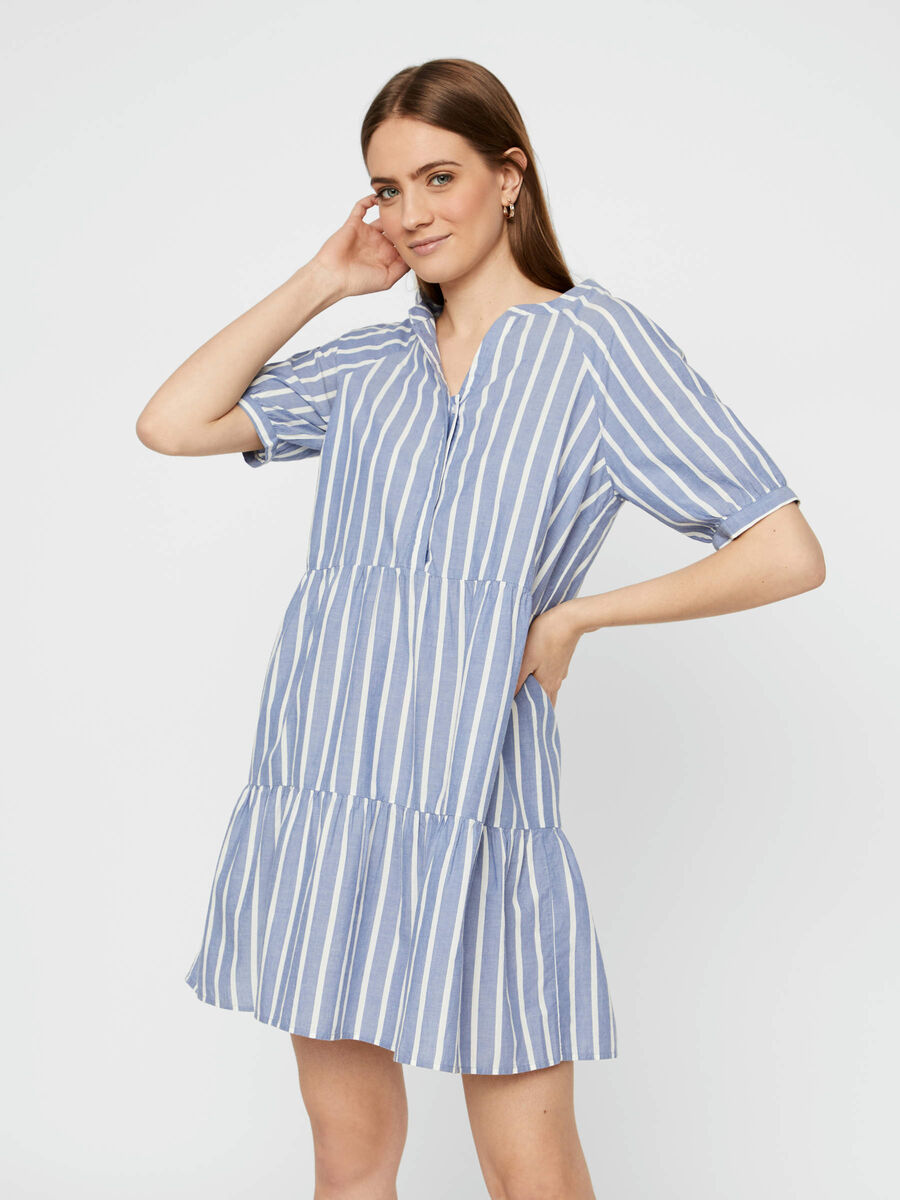 Pieces STRIPED COTTON MINI DRESS, Lichen Blue, highres - 17105908_LichenBlue_781214_003.jpg