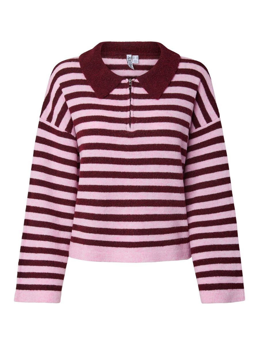 Pccharlot loose collar  jumper, colour: tawny port,, front