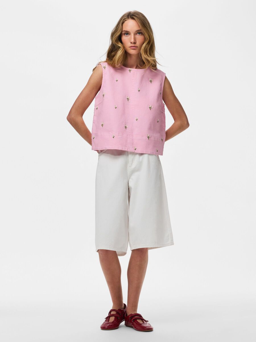 Product carousel image - PCFLORA BESTICKTES DENIM OBERTEIL, Roseate Spoonbill | 1