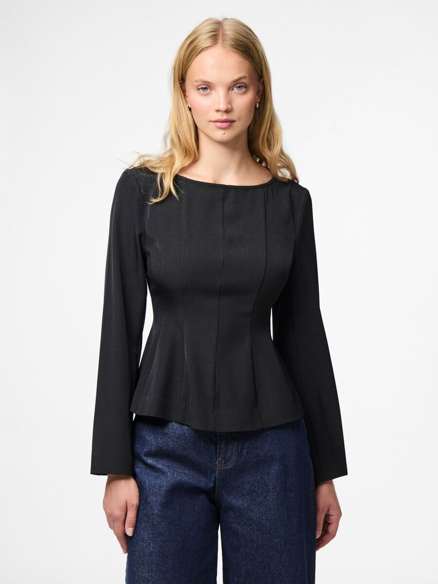 Product carousel image - PCJOSSA BOATNECK LONG SLEEVED TOP, Black | 1