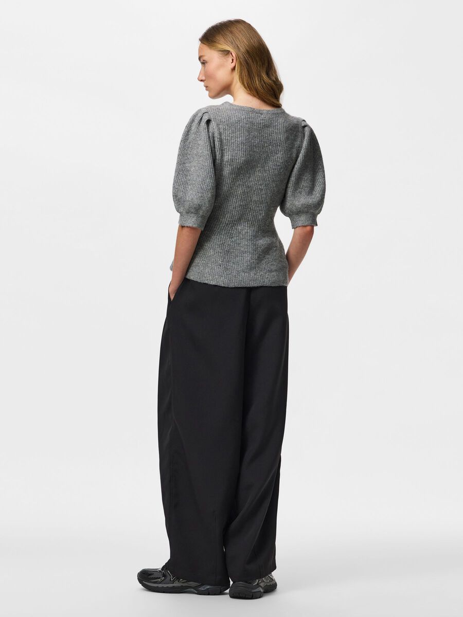 Product carousel image - PCSILLY PUFF KNITTED CARDIGAN, Medium Grey Melange | 2