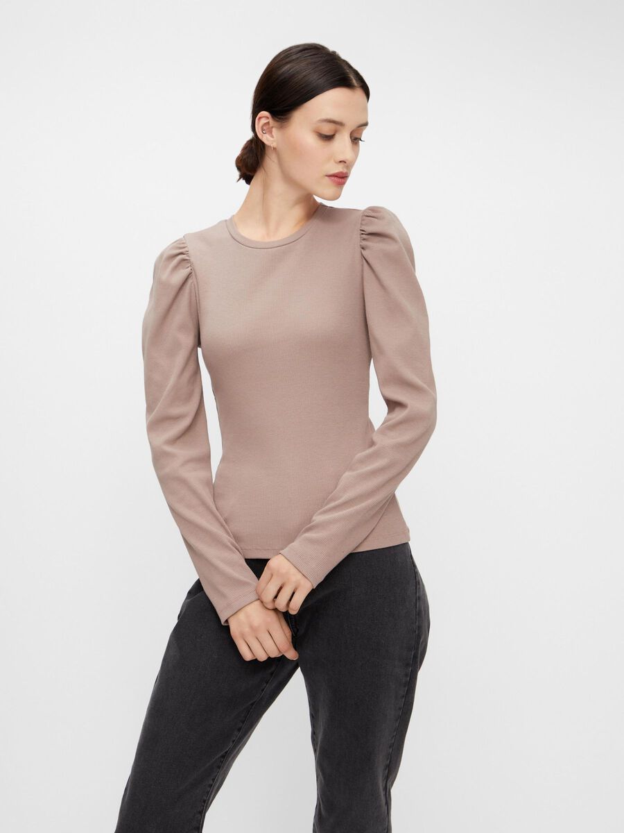 Pieces ÉPAULES BOUFFANTES TOP À MANCHES LONGUES, Taupe Gray, highres - 17109054_TaupeGray_003.jpg