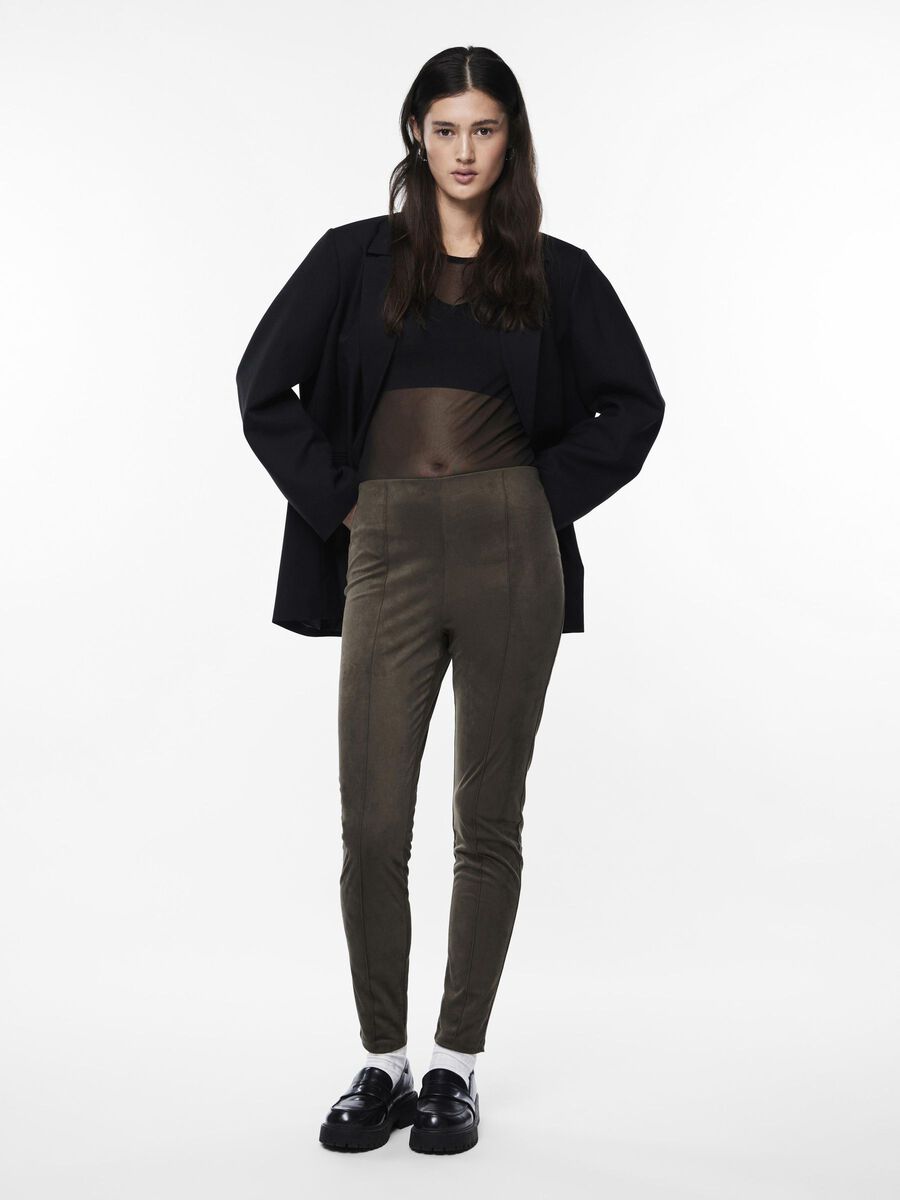 Pieces PCANNU FAUX DAIM LEGGINGS, Black Olive, highres - 17146928_BlackOlive_005.jpg