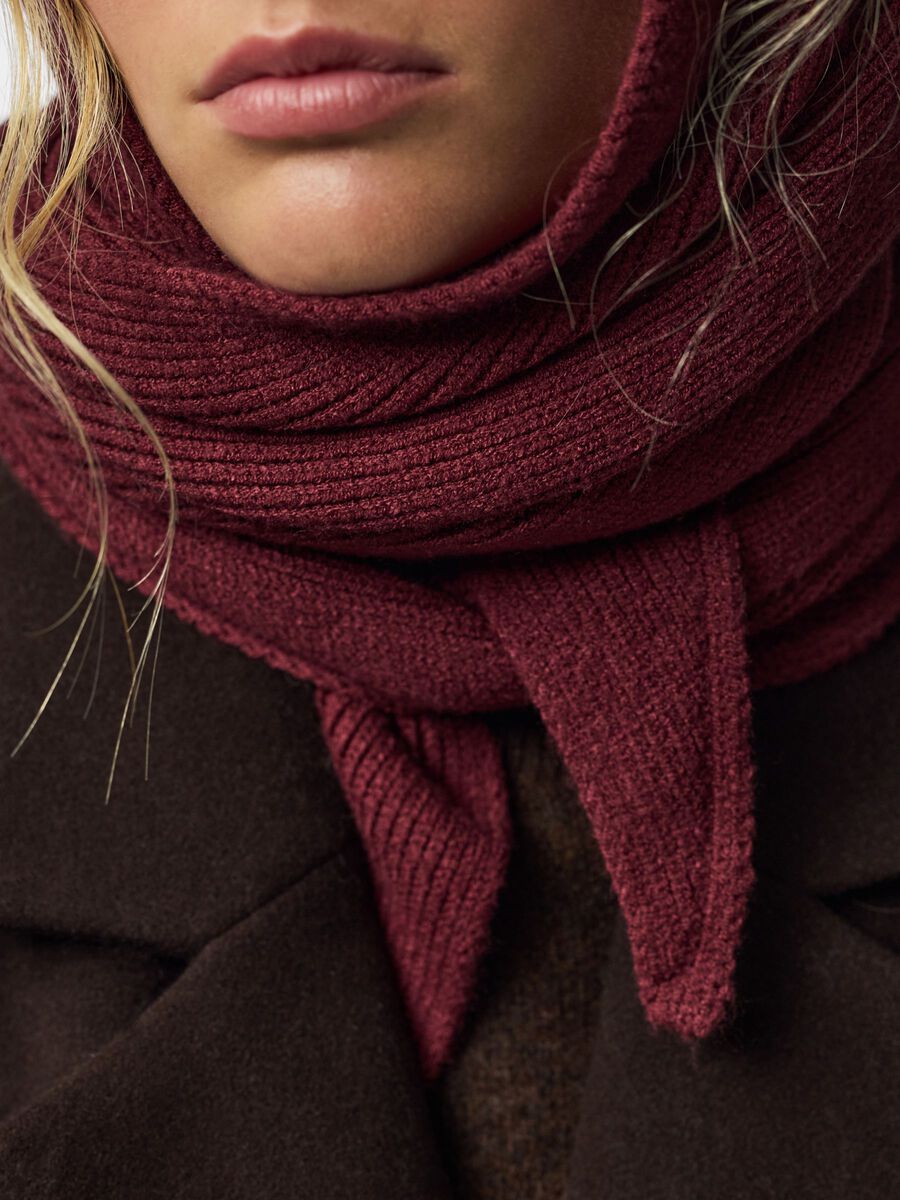 Carousel image 5 PCKOMMA RIB BIG TRIANGLE  SCARF, Tawny Port