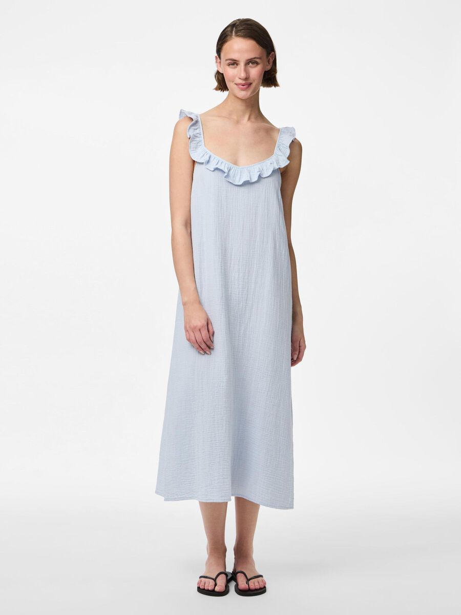 Pieces PCSASTINA MUSSELIN MIDI JURK, Cashmere Blue, highres - 17156477_CashmereBlue_003.jpg